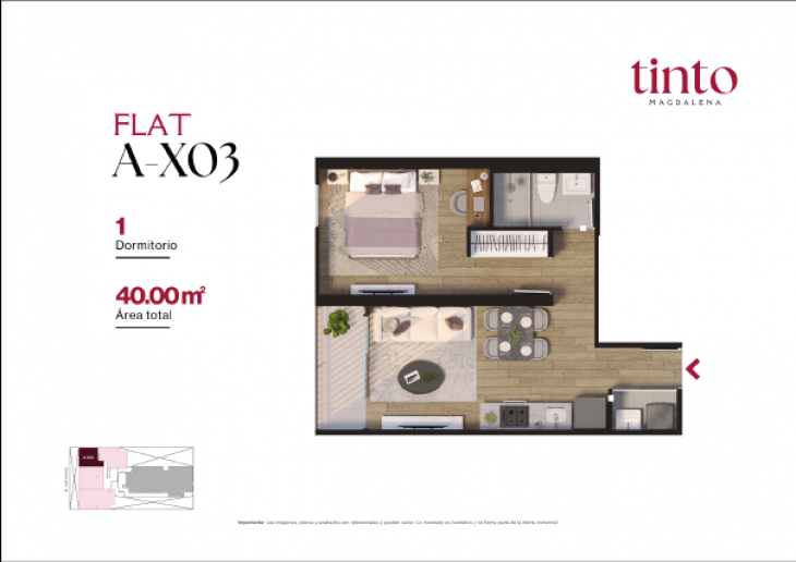 Plano del modelo A X03 del proyecto TINTO en Magdalena Del Mar