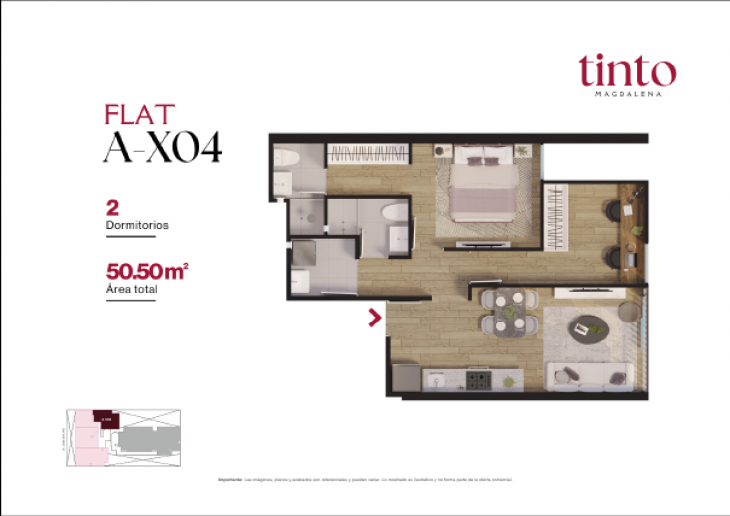 Plano del modelo A X04 del proyecto TINTO en Magdalena Del Mar