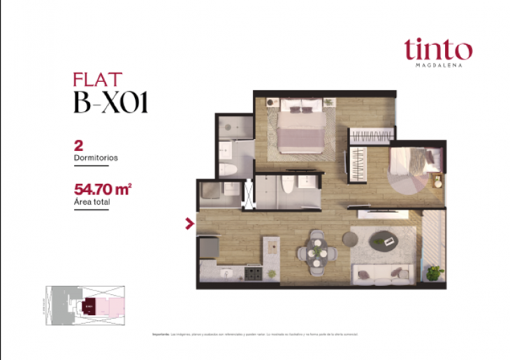 Plano del modelo B X01 del proyecto TINTO en Magdalena Del Mar