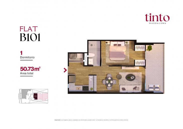 Plano del modelo B 101 del proyecto TINTO en Magdalena Del Mar