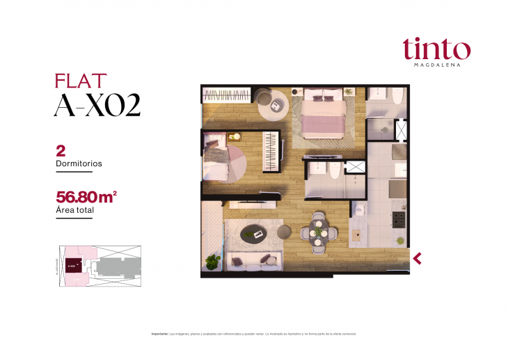 Plano del modelo A X02 del proyecto TINTO en Magdalena Del Mar