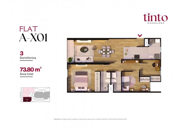 Plano del modelo A X01 del proyecto TINTO en Magdalena Del Mar