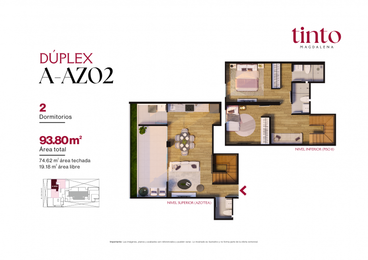 Plano del modelo A AZ02 del proyecto TINTO en Magdalena Del Mar