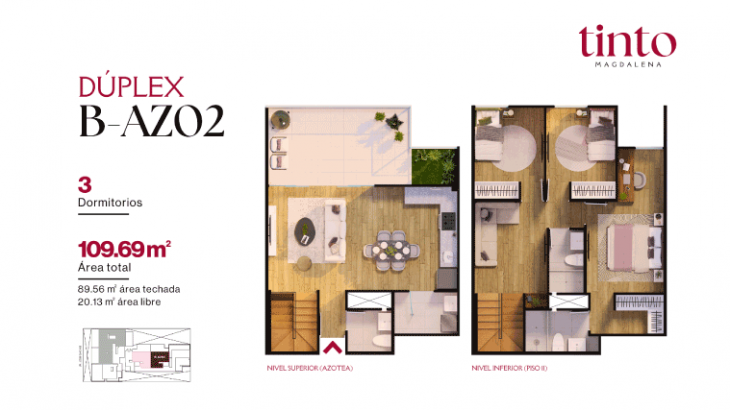 Plano del modelo B AZ02 del proyecto TINTO en Magdalena Del Mar
