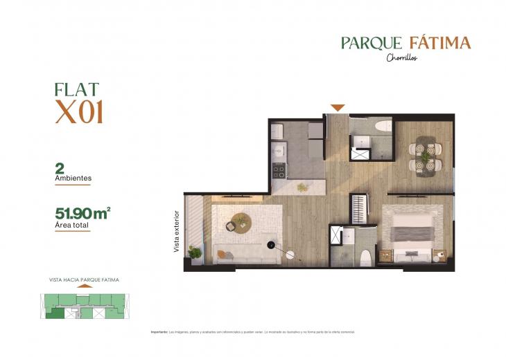Plano del modelo X01 del proyecto PARQUE FÁTIMA en Chorrillos