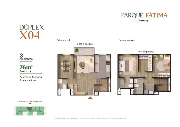 Plano del modelo X04 del proyecto PARQUE FÁTIMA en Chorrillos