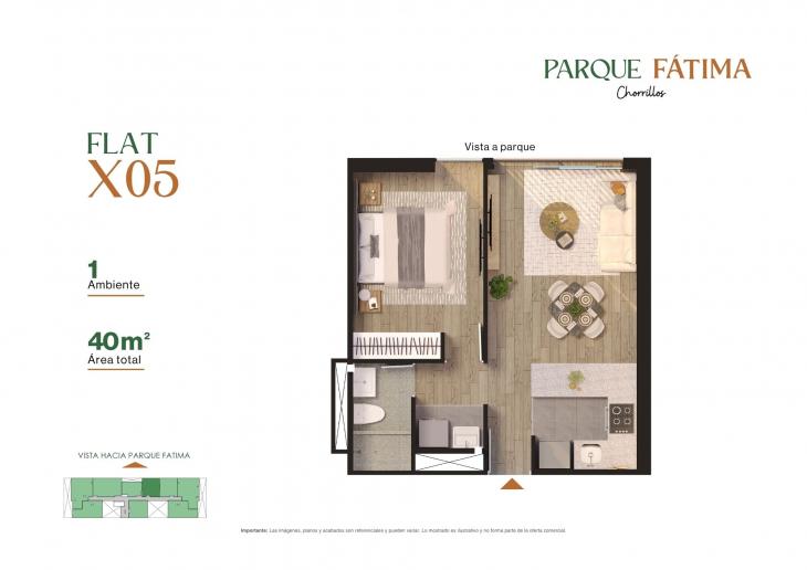 Plano del modelo X05 del proyecto PARQUE FÁTIMA en Chorrillos