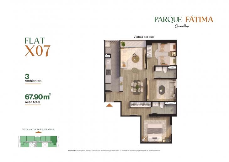 Plano del modelo X07 del proyecto PARQUE FÁTIMA en Chorrillos