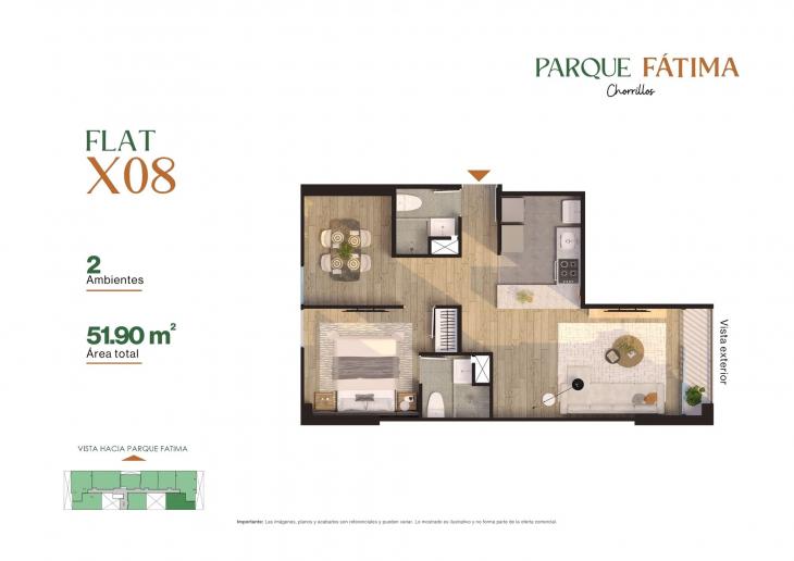 Plano del modelo X08 del proyecto PARQUE FÁTIMA en Chorrillos