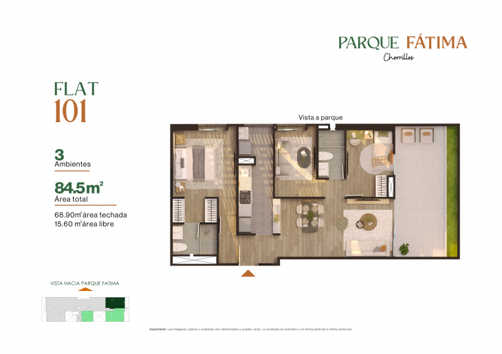 Plano del modelo X010 del proyecto PARQUE FÁTIMA en Chorrillos