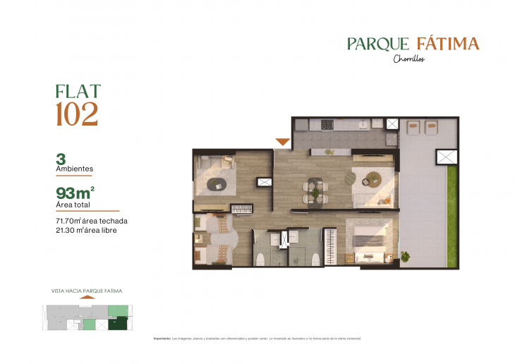 Plano del modelo X011 del proyecto PARQUE FÁTIMA en Chorrillos