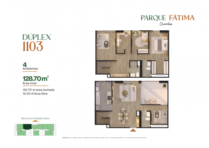 Plano del modelo X015 del proyecto PARQUE FÁTIMA en Chorrillos