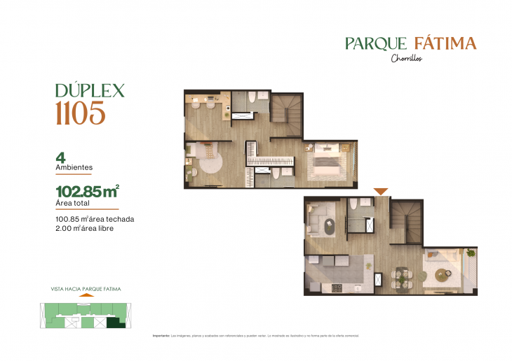 Plano del modelo X017 del proyecto PARQUE FÁTIMA en Chorrillos