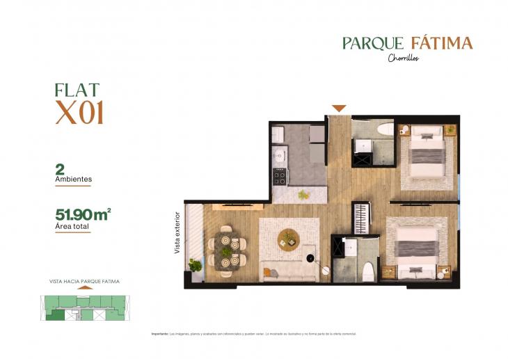 Plano del modelo X01 del proyecto PARQUE FÁTIMA en Chorrillos