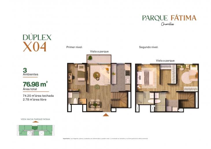 Plano del modelo X04 del proyecto PARQUE FÁTIMA en Chorrillos