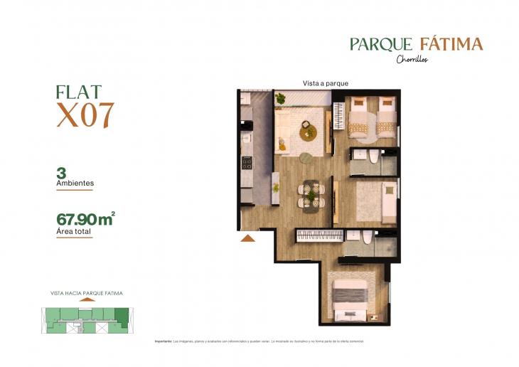 Plano del modelo X07 del proyecto PARQUE FÁTIMA en Chorrillos