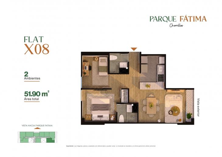 Plano del modelo X08 del proyecto PARQUE FÁTIMA en Chorrillos