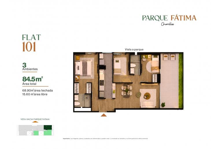 Plano del modelo X010 del proyecto PARQUE FÁTIMA en Chorrillos