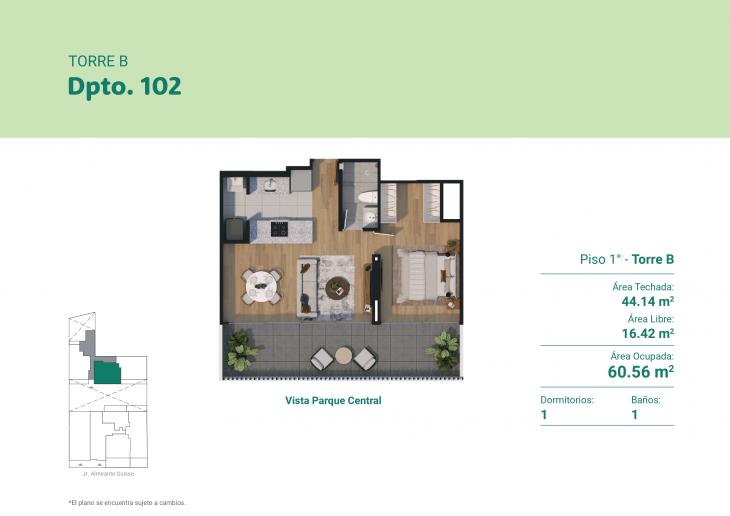 Plano del modelo 102B del proyecto GUISSE 1060 en Jesus Maria