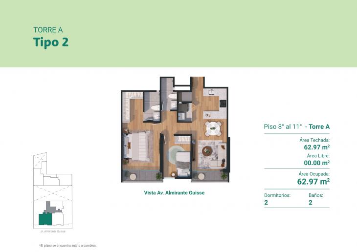 Plano del modelo TIPO 2 del proyecto GUISSE 1060 en Jesus Maria