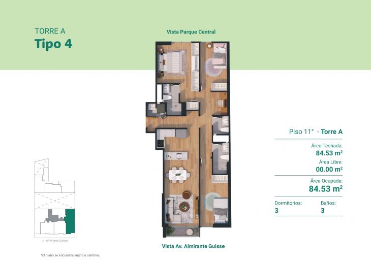 Plano del modelo TIPO 4 del proyecto GUISSE 1060 en Jesus Maria
