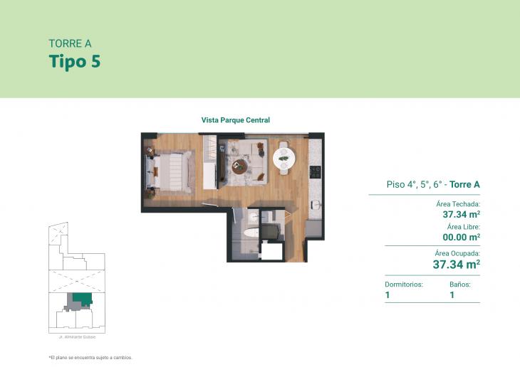 Plano del modelo TIPO 5 del proyecto GUISSE 1060 en Jesus Maria