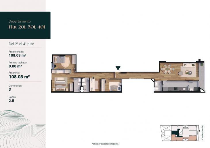 Plano del modelo Tipo 1 del proyecto Monte Carmelo 551 en Santiago De Surco