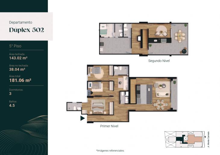 Plano del modelo 502 del proyecto Monte Carmelo 551 en Santiago De Surco