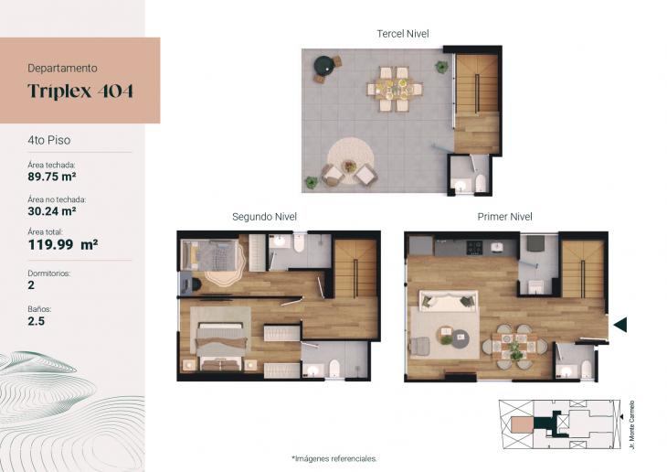 Plano del modelo 404 del proyecto Monte Carmelo 551 en Santiago De Surco
