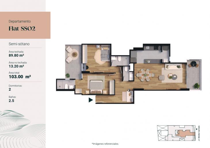 Plano del modelo SS02 del proyecto Monte Carmelo 551 en Santiago De Surco