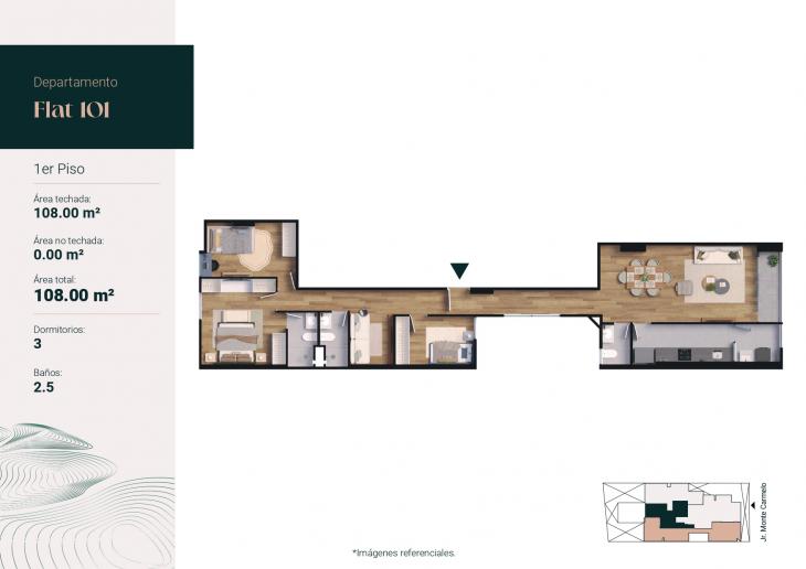 Plano del modelo 101 del proyecto Monte Carmelo 551 en Santiago De Surco