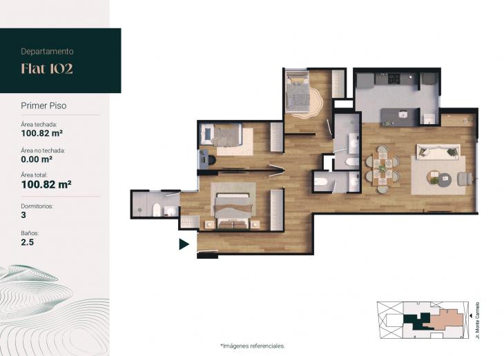 Plano del modelo 102 del proyecto Monte Carmelo 551 en Santiago De Surco