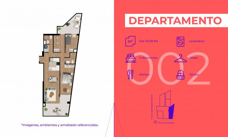 Plano del modelo TIPO B del proyecto Residencial Valenti en Pueblo Libre