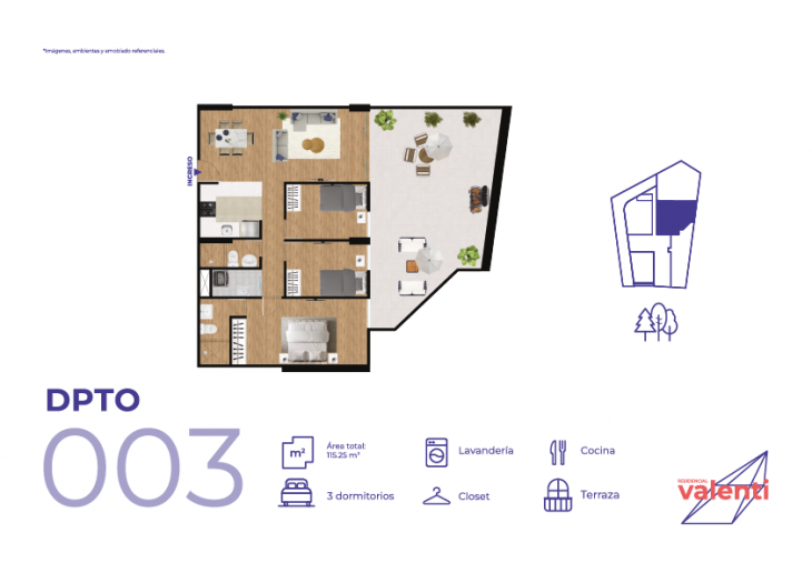 Plano del modelo TIPO C del proyecto Residencial Valenti en Pueblo Libre