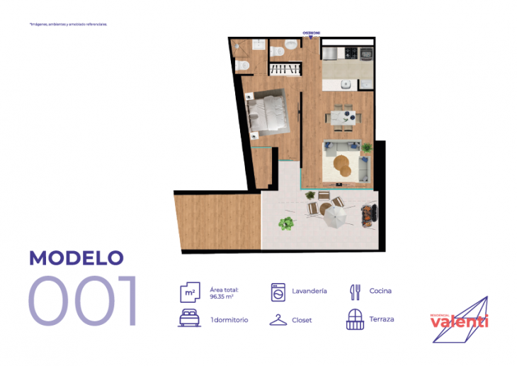 Plano del modelo TIPO A del proyecto Residencial Valenti en Pueblo Libre