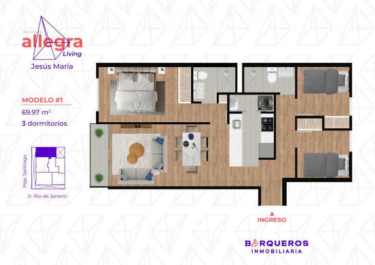 Plano del modelo 1 del proyecto Allegra Living en Jesus Maria