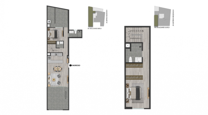 Plano del modelo 101 del proyecto BOULEVARD en San Borja