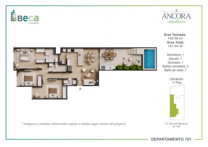 Plano del modelo Tipo 1 del proyecto Áncora en Miraflores