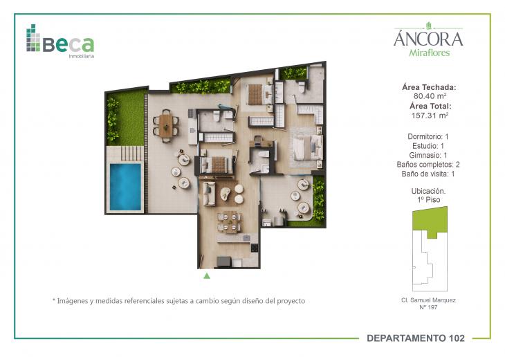 Plano del modelo Tipo 2 del proyecto Áncora en Miraflores