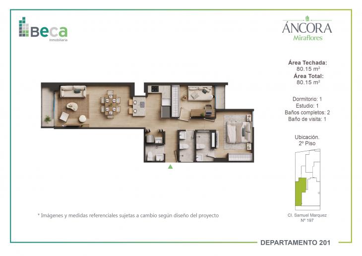 Plano del modelo Tipo 3 del proyecto Áncora en Miraflores