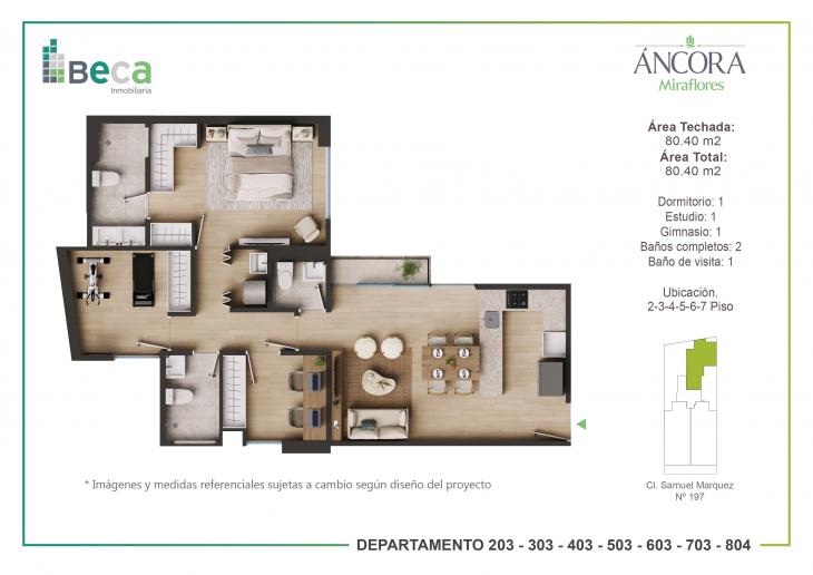 Plano del modelo Tipo 5 del proyecto Áncora en Miraflores