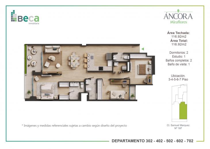 Plano del modelo Tipo 7 del proyecto Áncora en Miraflores