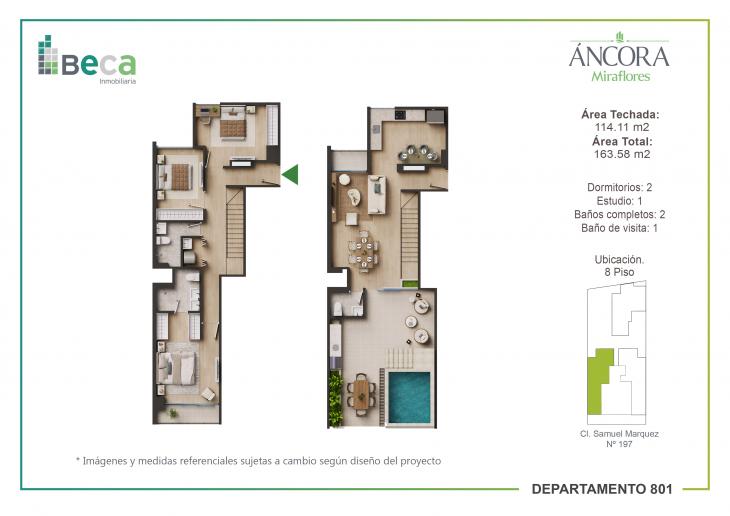 Plano del modelo Tipo 8 del proyecto Áncora en Miraflores