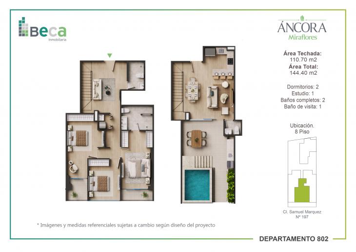 Plano del modelo Tipo 9 del proyecto Áncora en Miraflores