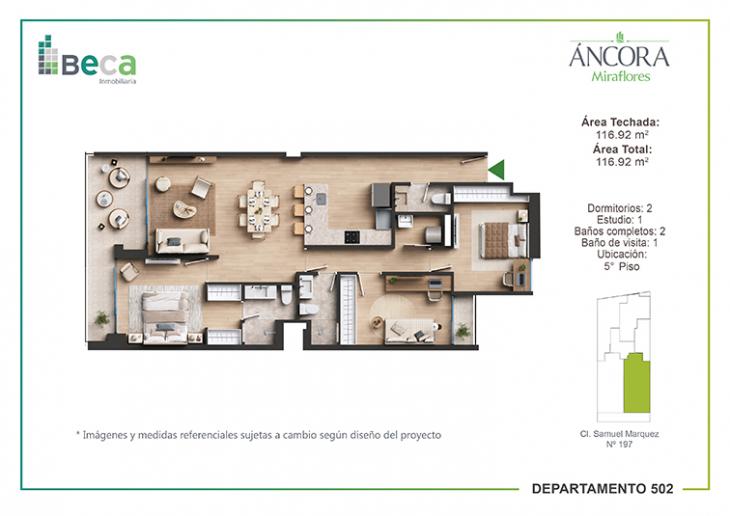 Plano del modelo Tipo 9 del proyecto Áncora en Miraflores