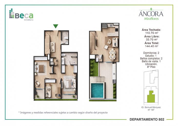 Plano del modelo Tipo 11 del proyecto Áncora en Miraflores