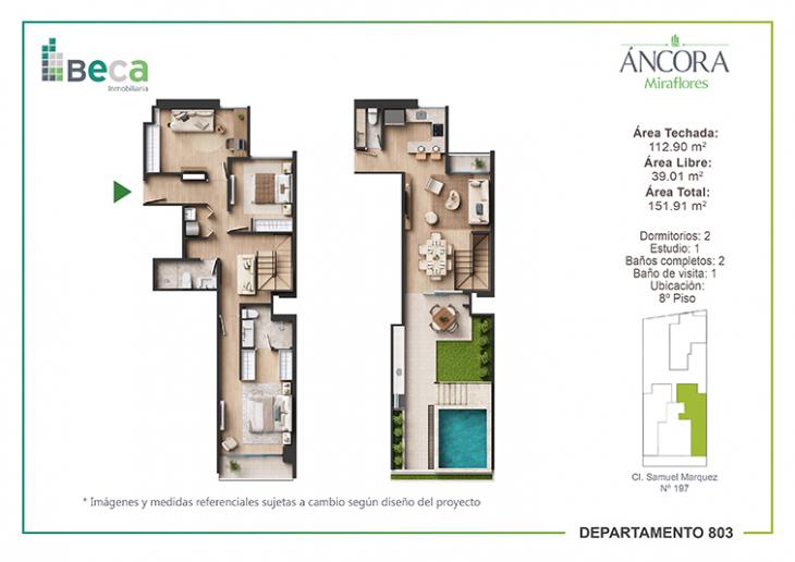 Plano del modelo Tipo 12 del proyecto Áncora en Miraflores