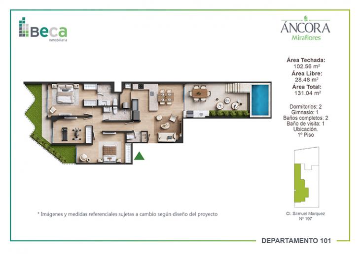 Plano del modelo Tipo 1 del proyecto Áncora en Miraflores