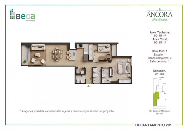 Plano del modelo Tipo 3 del proyecto Áncora en Miraflores