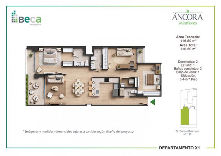 Plano del modelo Tipo 6 del proyecto Áncora en Miraflores